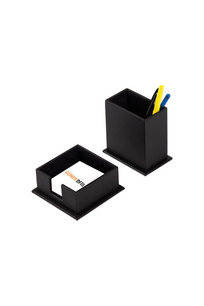 Lüks Siyah Deri Sümen Takımı – 5 Parça Minimal Set
