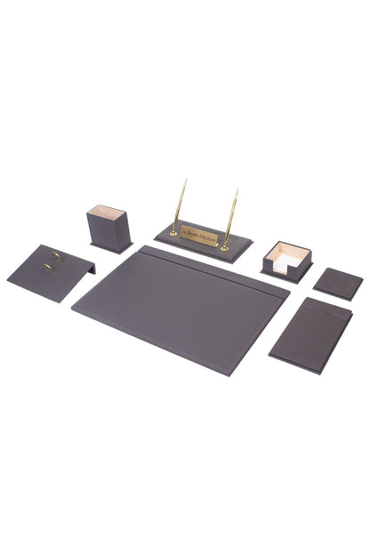 Deri Sümen Takımı Gri 9 Parça – Premium Masa Sümen Takımı