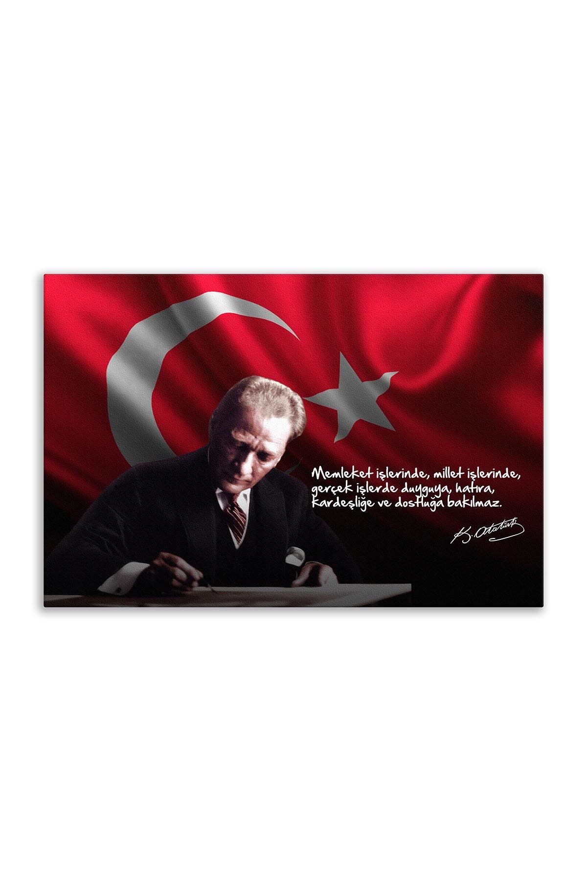 Atatürk Deri Tablo – Memleket İşlerinde Duyguya Bakılmaz Saten Masa