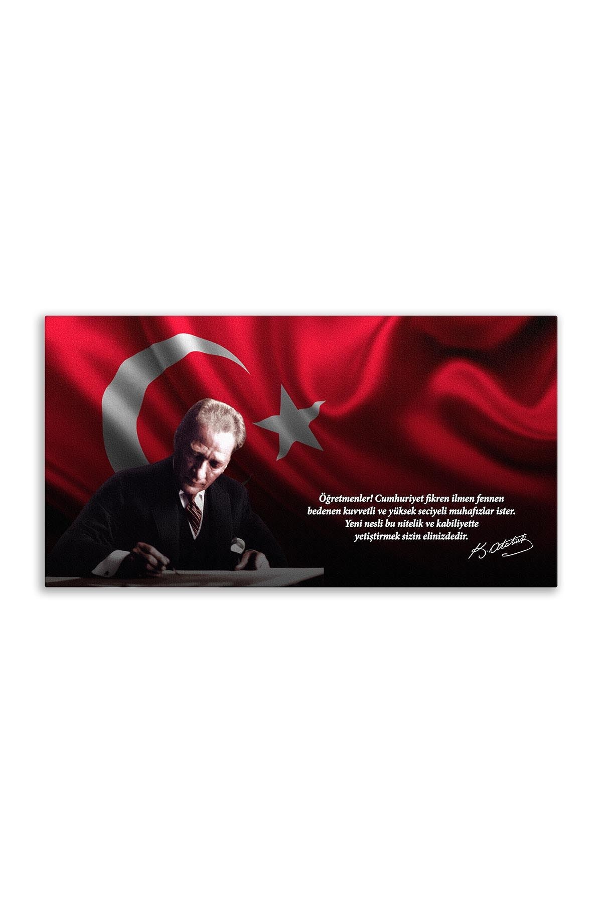 Atatürk Deri Tablo – Öğretmenler Cumhuriyet Fikren İlmen Fennen