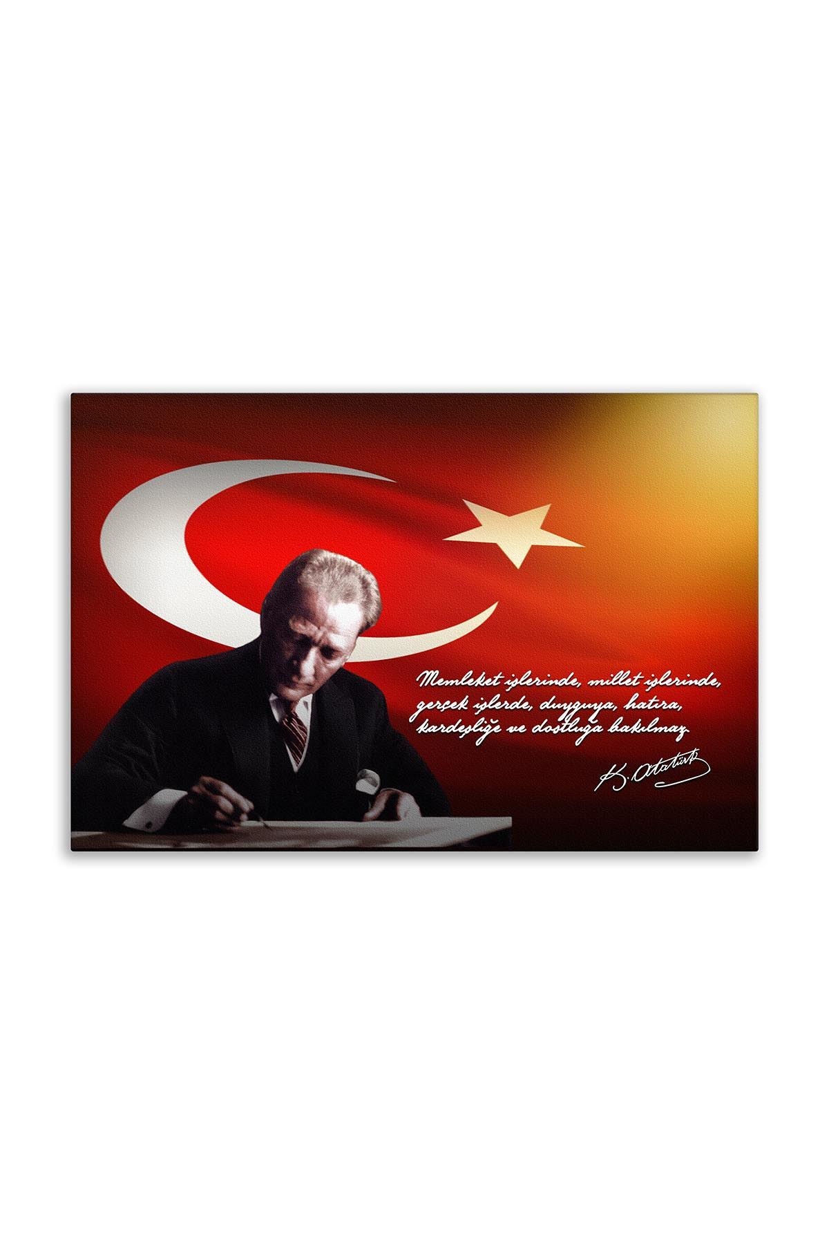 Atatürk Deri Tablo – Memleket İşlerinde Duyguya Bakılmaz Turuncu Masa