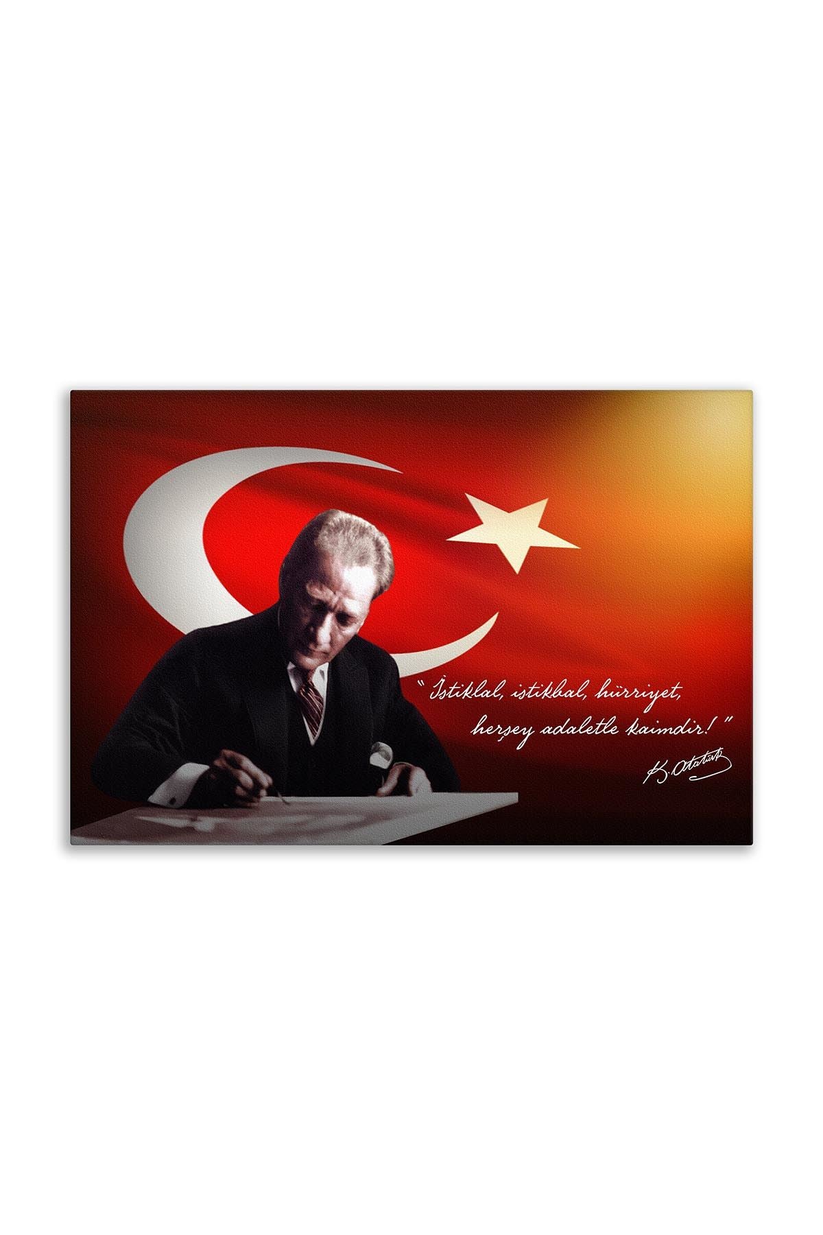 Atatürk Deri Tablo – İstiklal İstikbal Hürriyet Adaletle Kaimdir