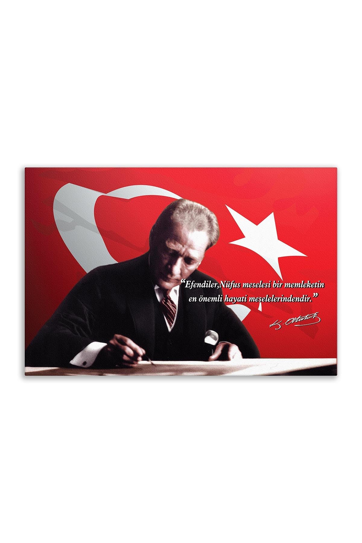 Atatürk Deri Tablo – Nüfus Meselesi Yakın Plan Masa