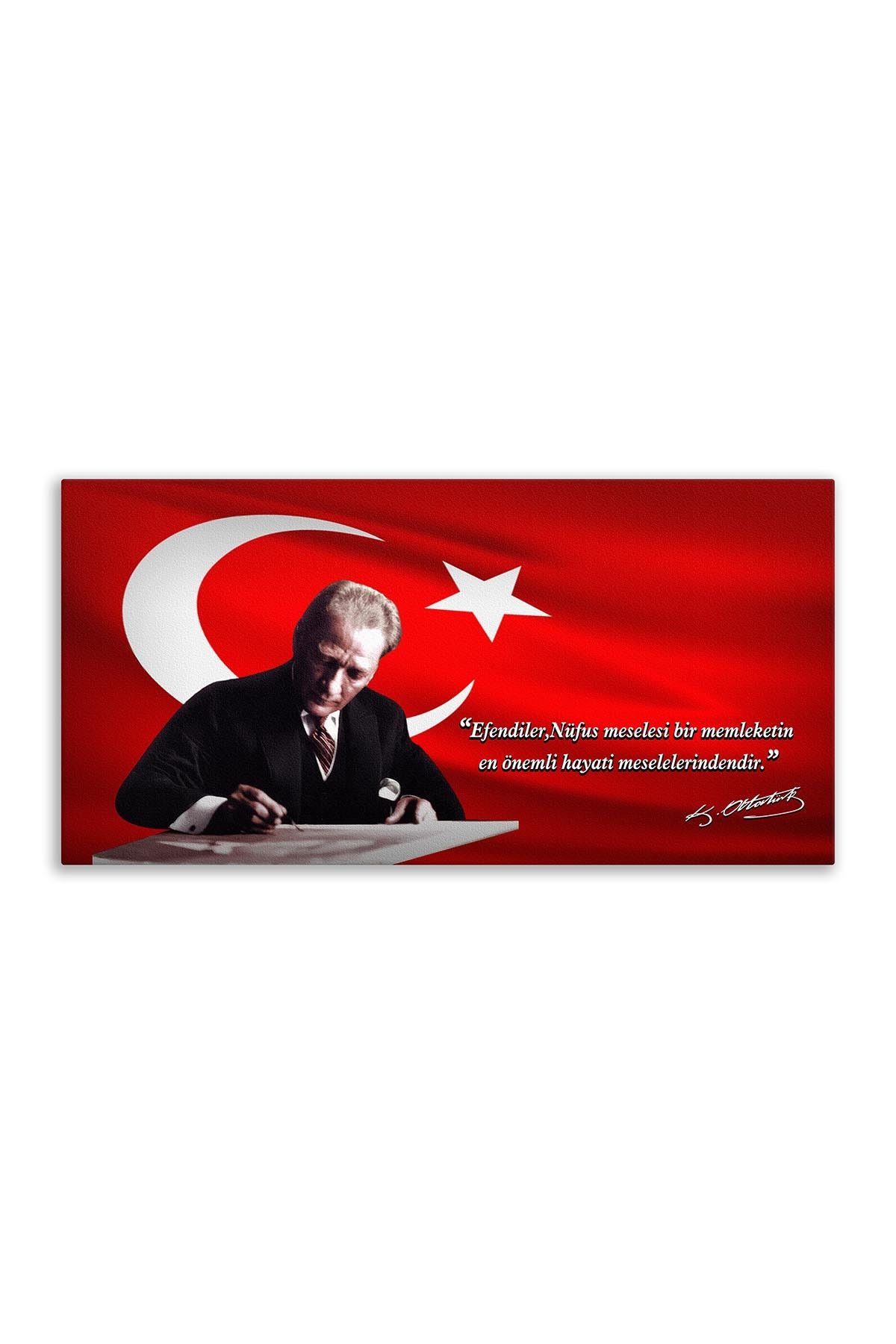 Atatürk Deri Tablo – Nüfus Meselesi Yazı Masası