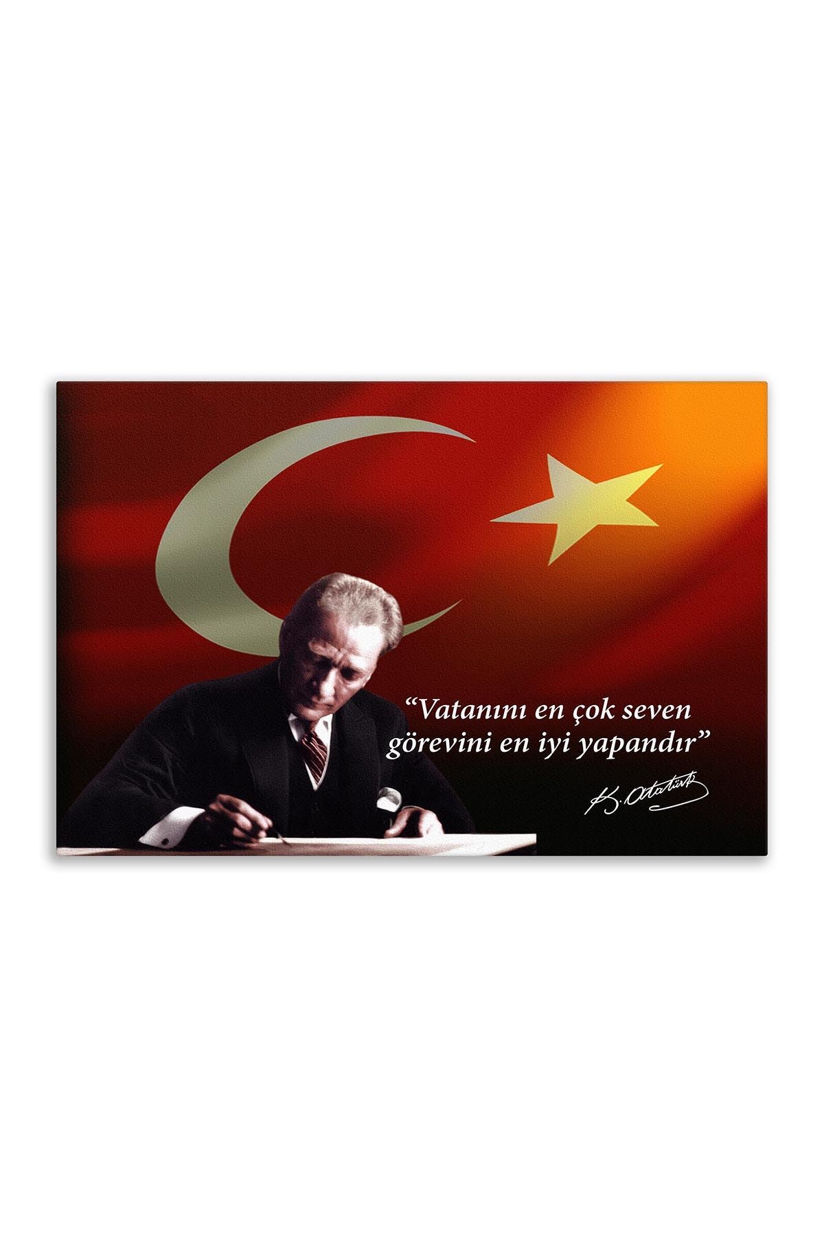 Atatürk Deri Tablo – Vatanını En Çok Seven Turuncu Masa