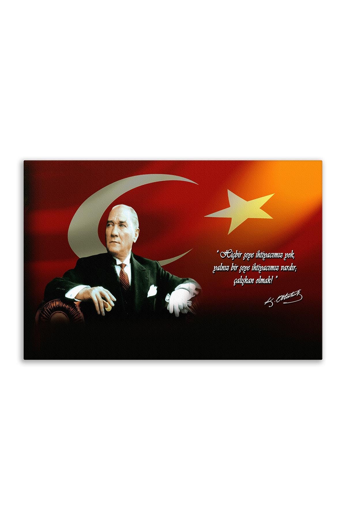 Atatürk Deri Tablo – Çalışkan Olmak Koltuk Turuncu