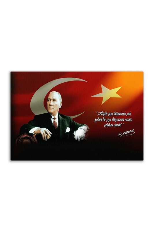 Atatürk Deri Tablo – Çalışkan Olmak Koltuk Turuncu