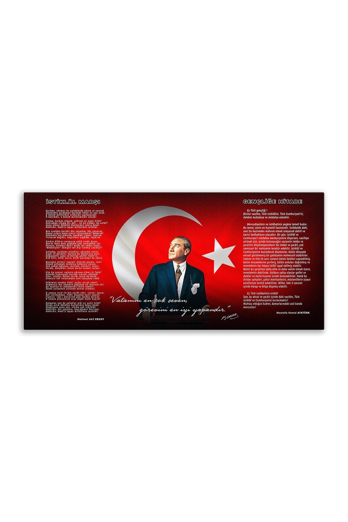 Atatürk Deri Tablo – İstiklal Marşı Hitabe Yukarı Bakan