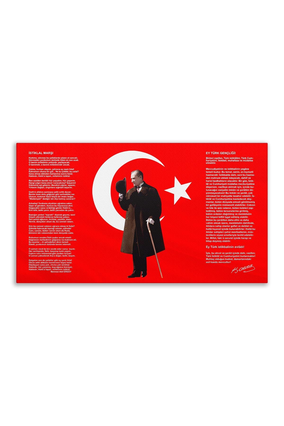 Atatürk Deri Tablo – İstiklal Marşı ve Ey Türk Gençliği Palto Baston