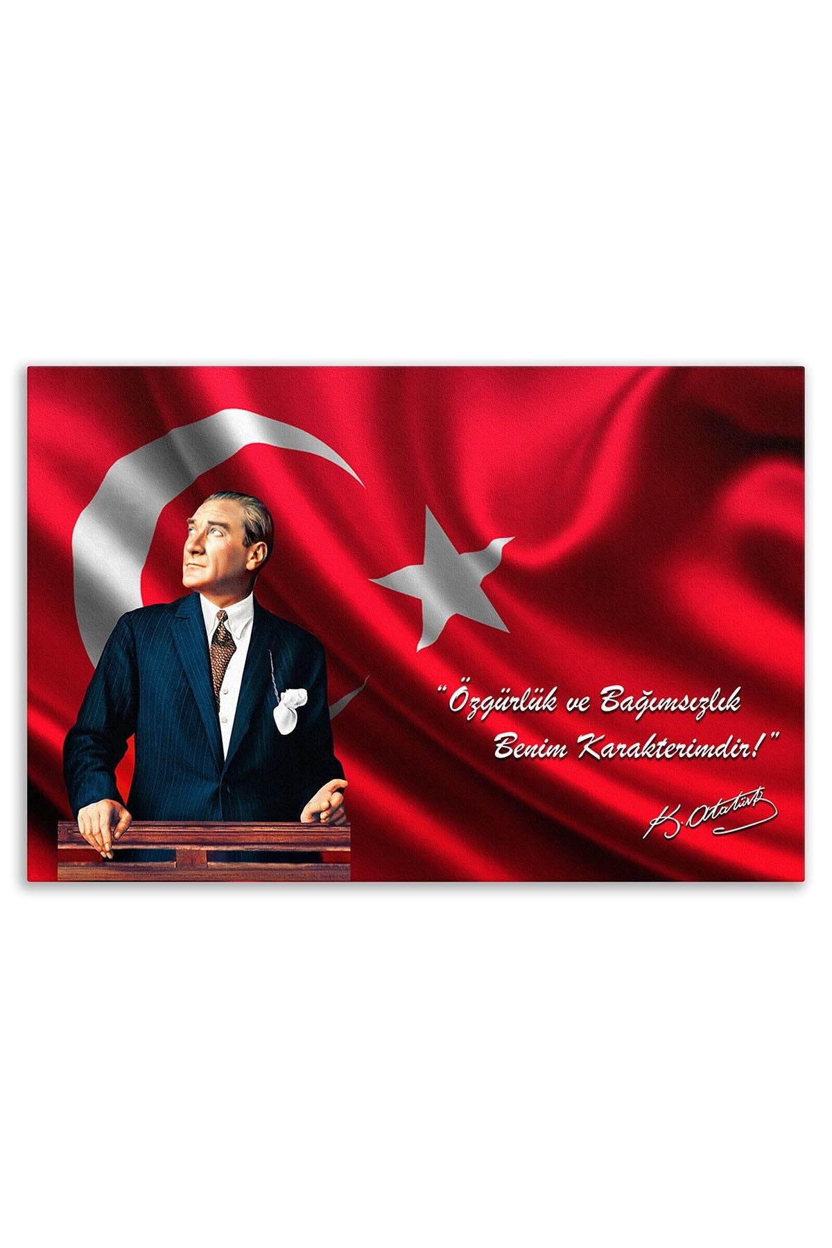 Atatürk Deri Tablo – Özgürlük ve Bağımsızlık Benim Karakterimdir Balkon