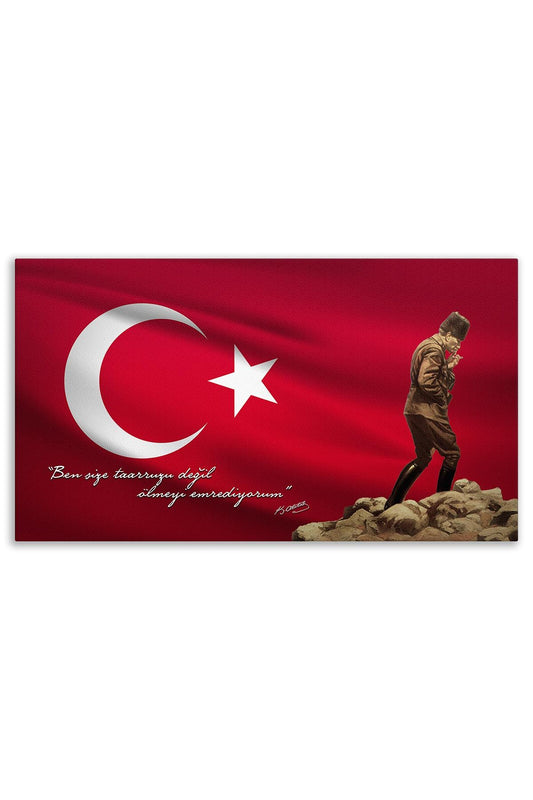 Atatürk Deri Tablo – Ben Size Taarruzu Değil Ölmeyi Emrediyorum