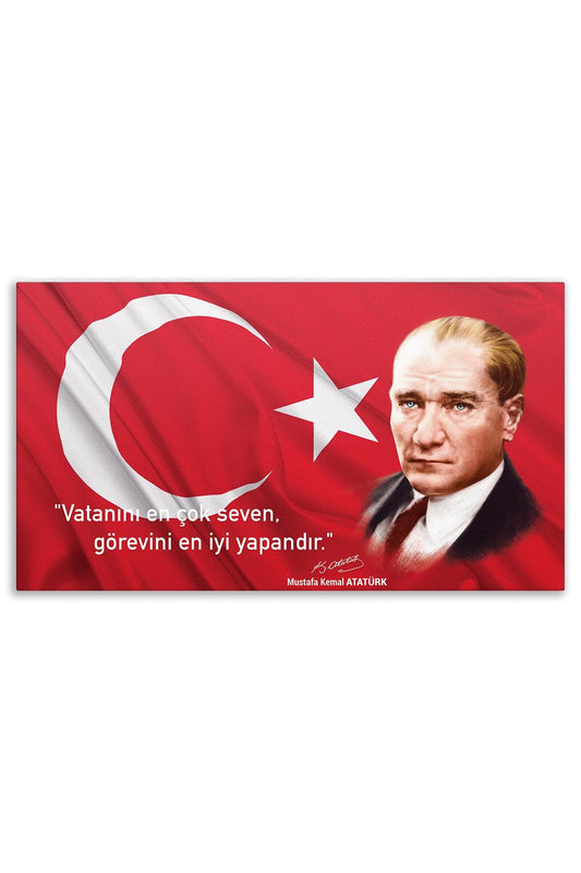 Atatürk Deri Tablo – Vatanını En Çok Seven Görevini En İyi Yapandır