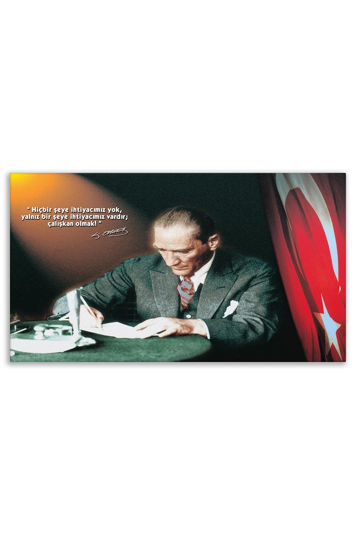 Atatürk Deri Tablo – Çalışkan Olmak Yeşil Masa