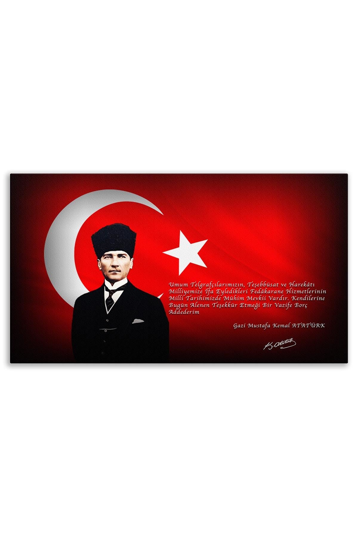 Atatürk Deri Tablo – Telgrafçılara Teşekkür