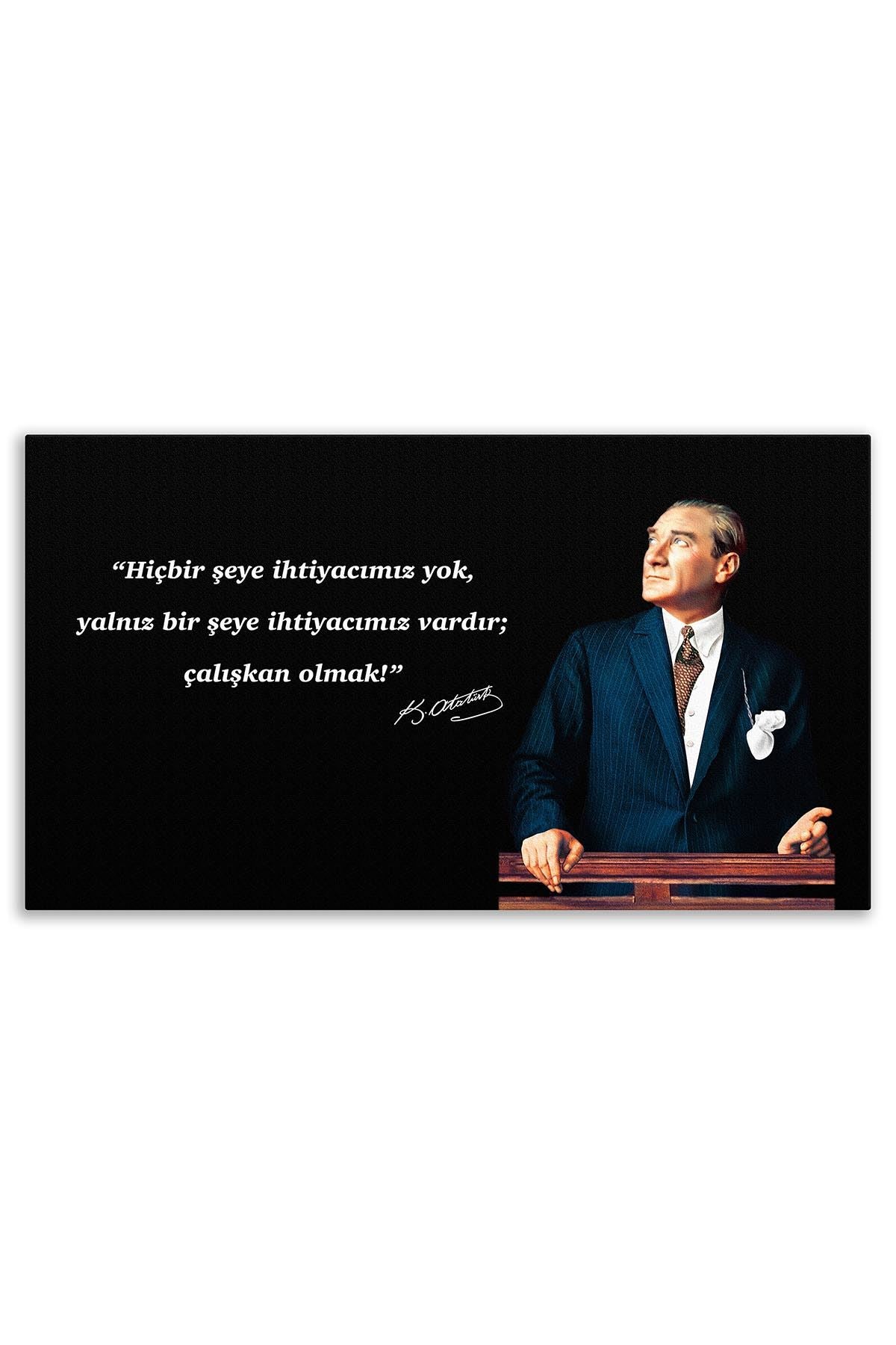 Atatürk Deri Tablo – Çalışkan Olmak Siyah Fon