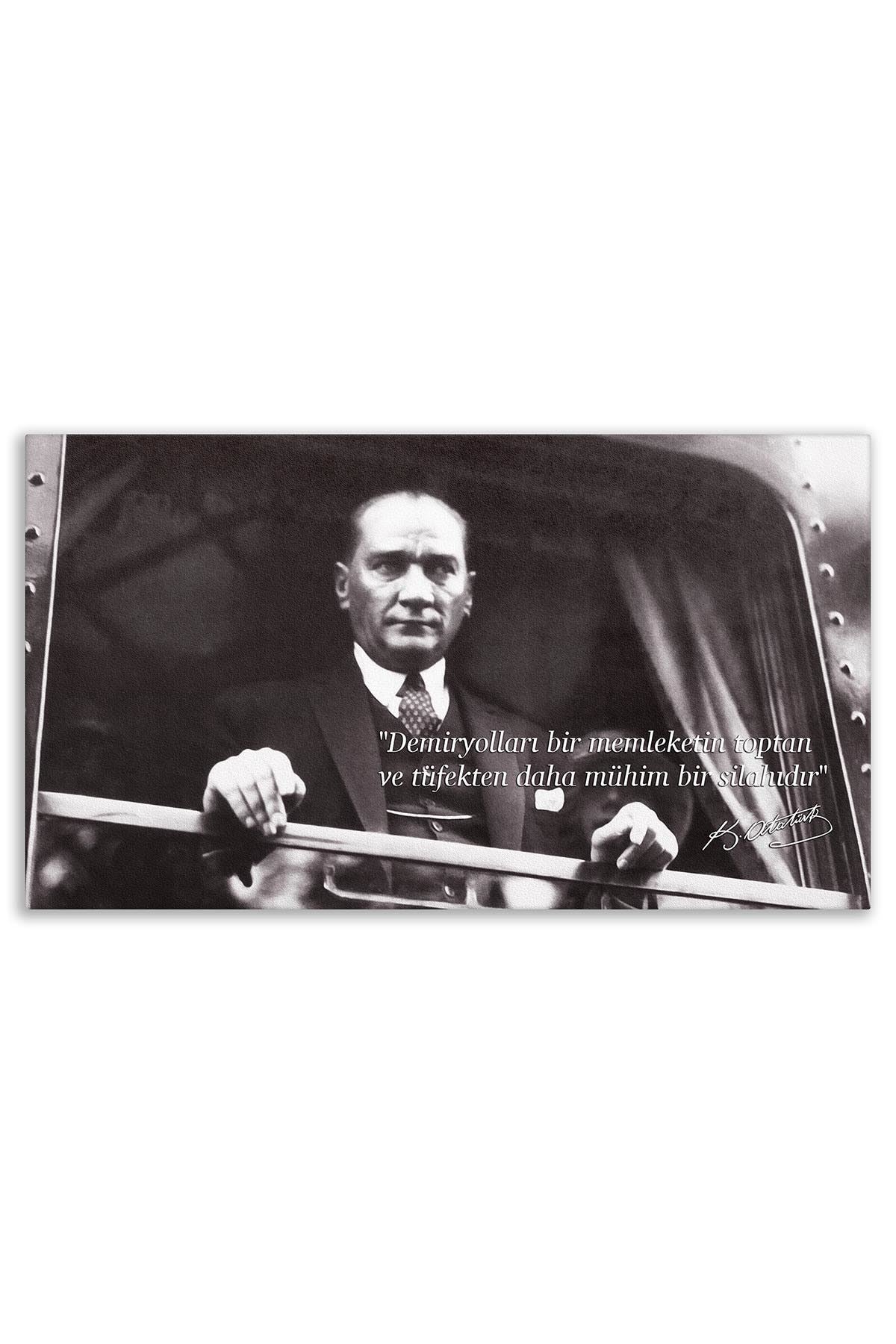 Atatürk Deri Tablo – Demiryolları Bir Memleketin Silahıdır