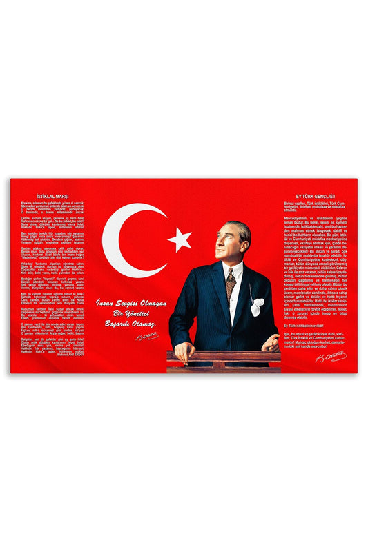Atatürk Deri Tablo – İstiklal Marşı Gençliğe Hitabe ve İnsan Sevgisi