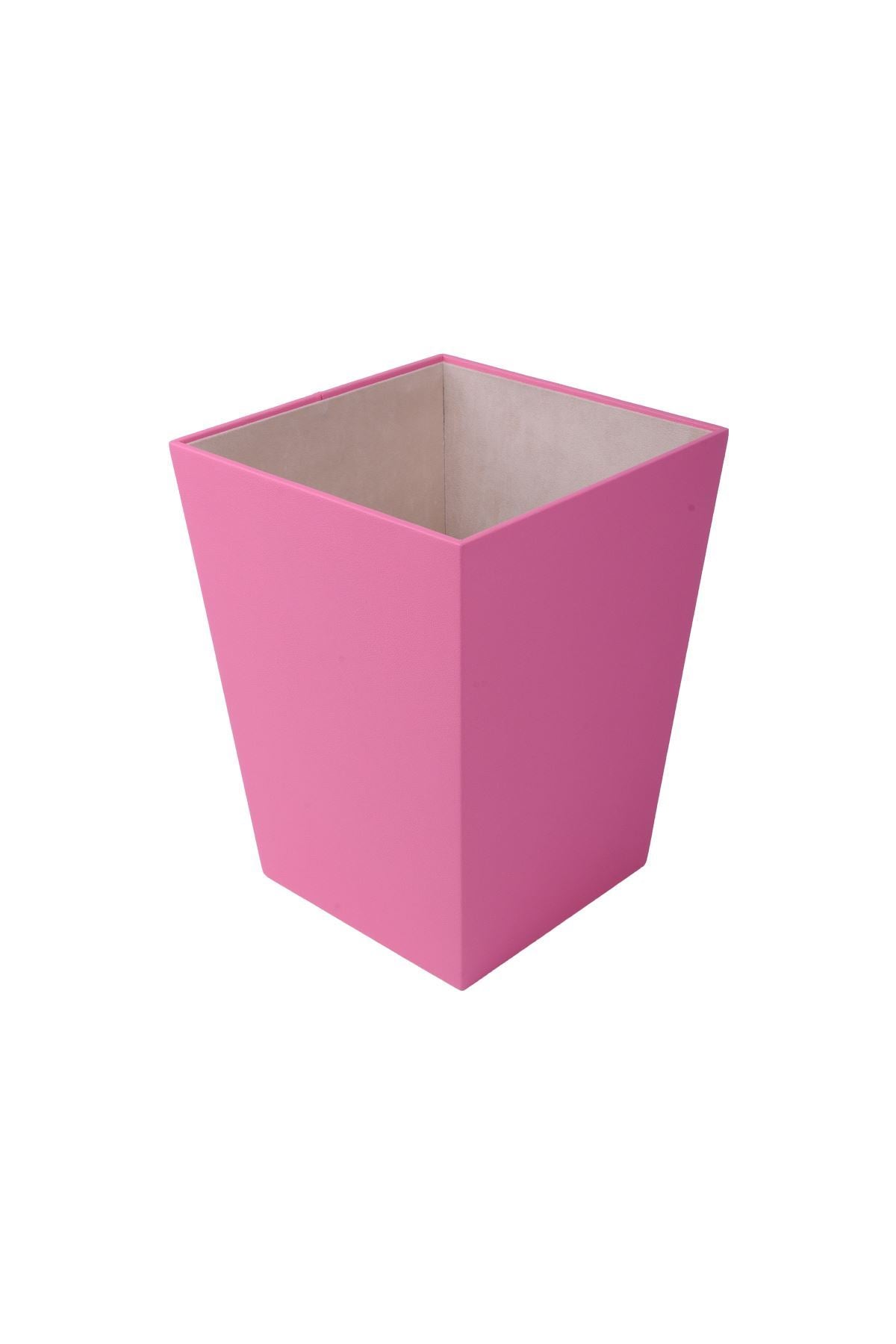 Deri Çöp Kovası Pembe