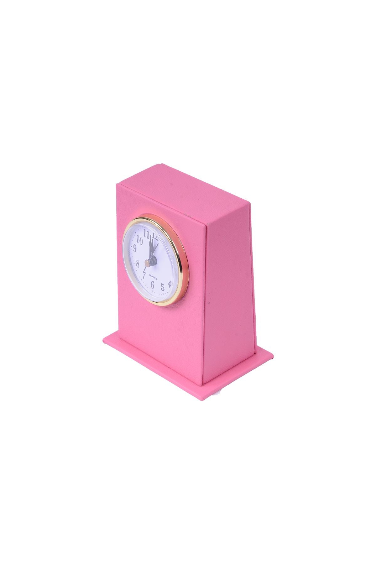 Deri Masa Üstü Saati Pembe