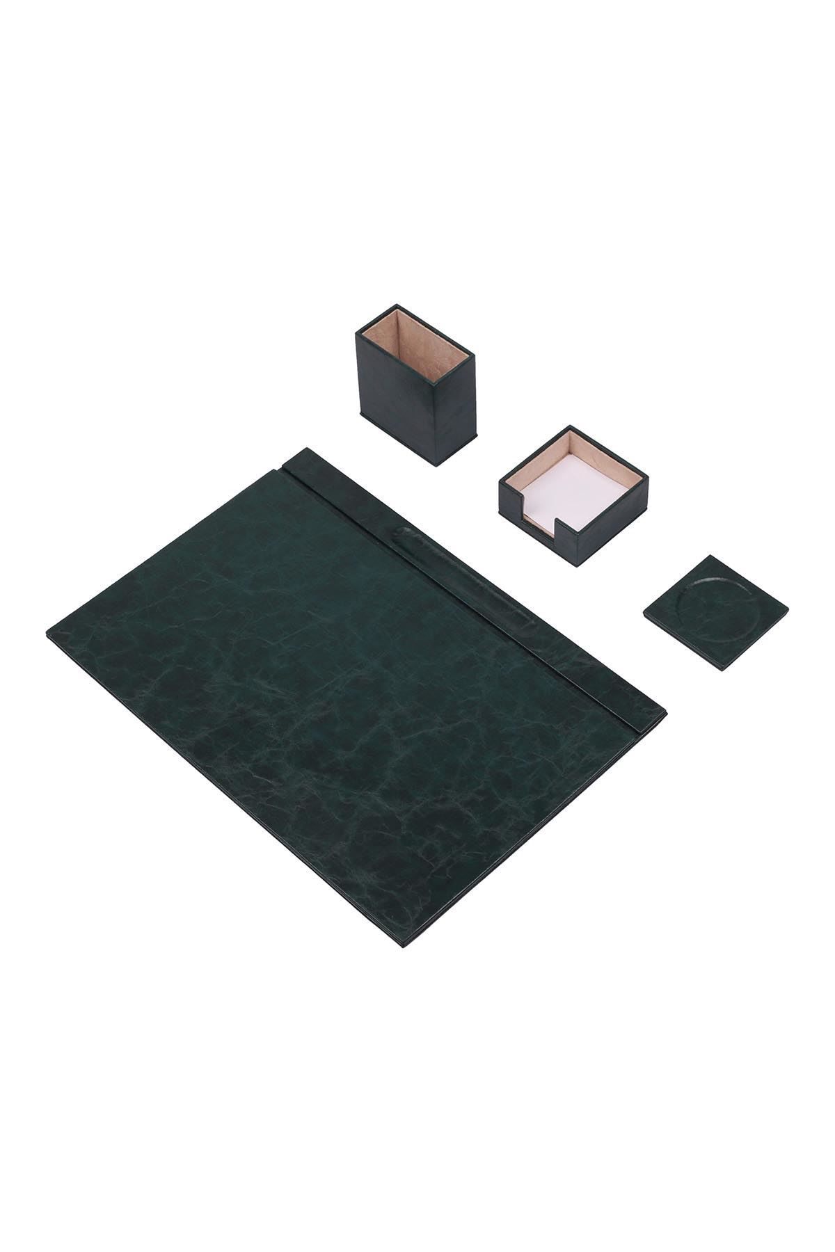 Yeşil Deri Sümen Takımı 4 Parça – Masa Sümen Takımı