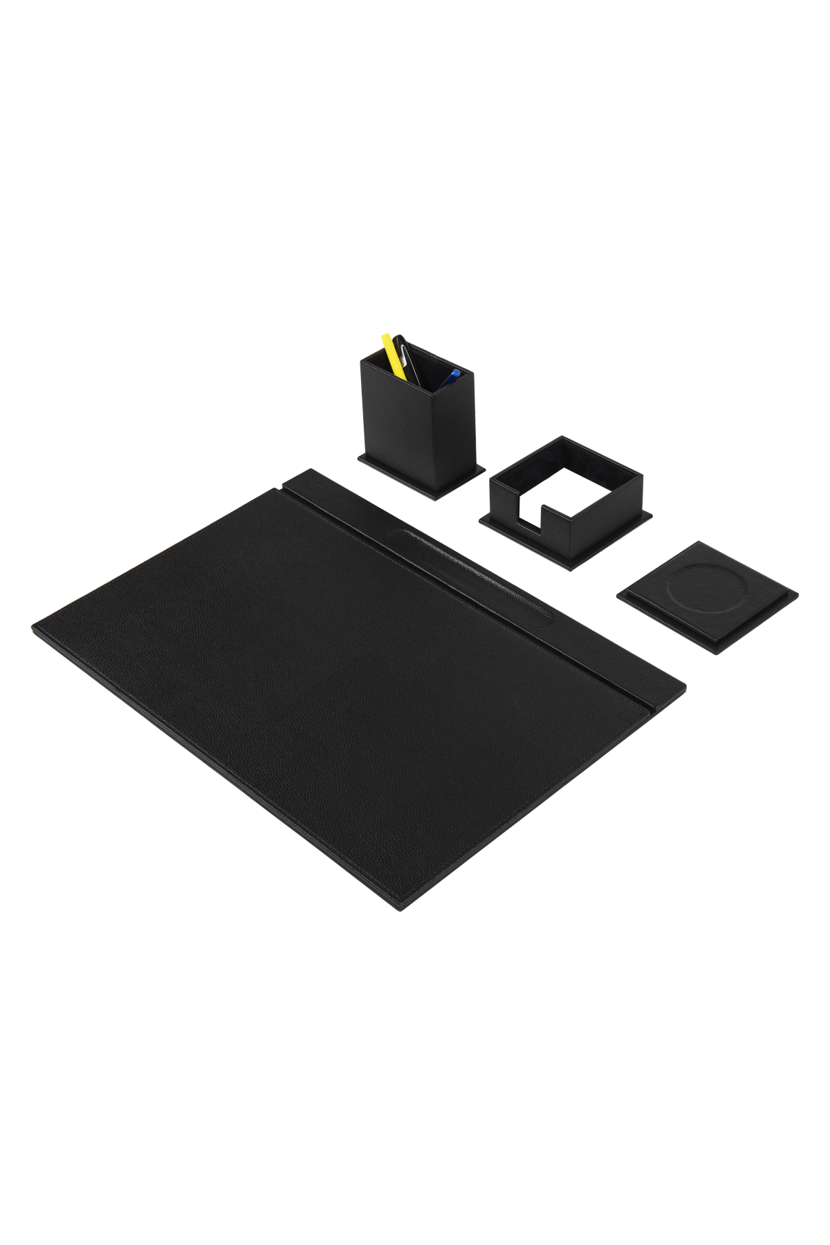 Siyah Deri Sümen Takımı 4 Parça – Masa Sümen Takımı