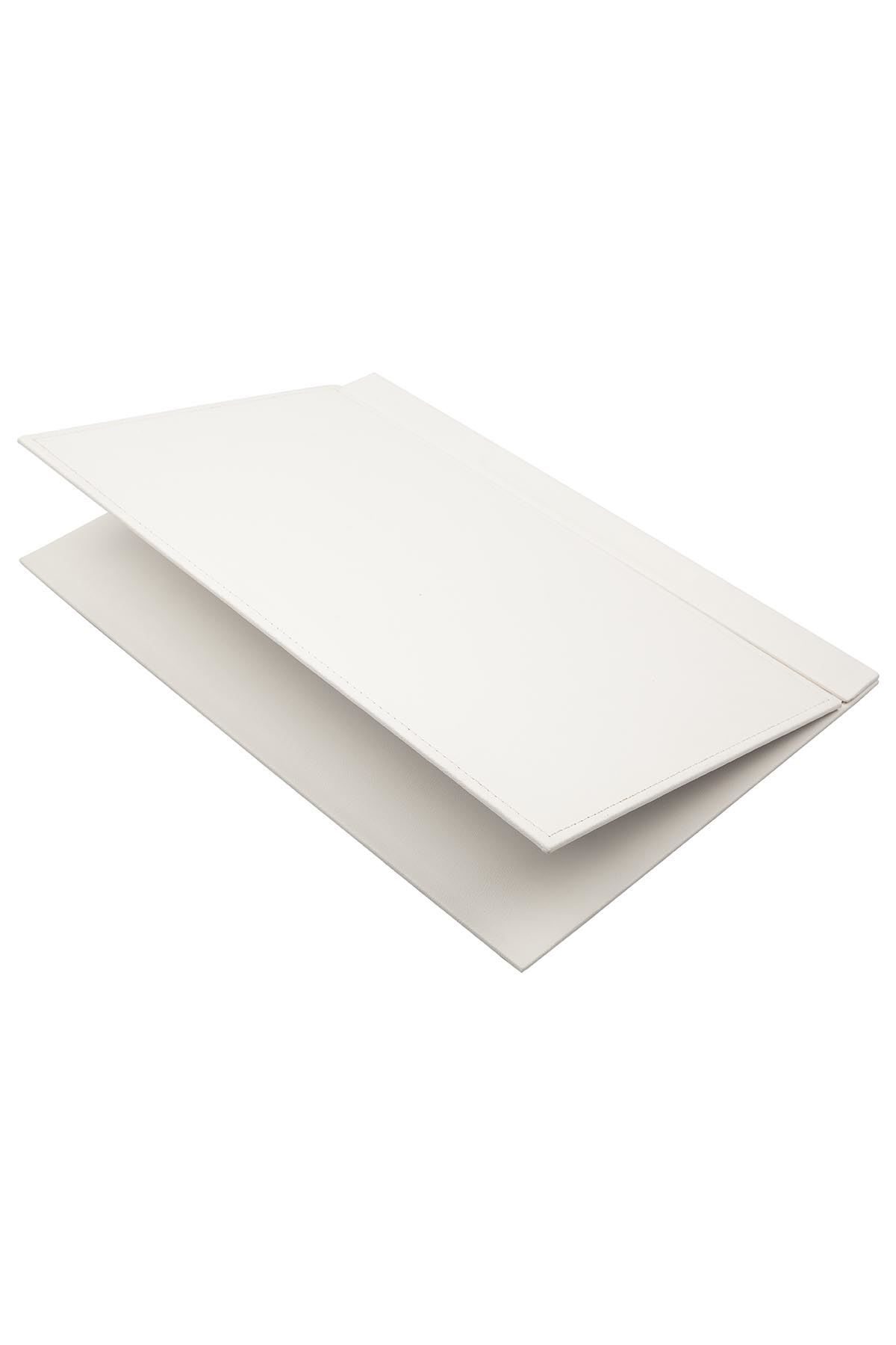 Deri Sümen Takımı Beyaz – 8 Parça Premium Masa Seti