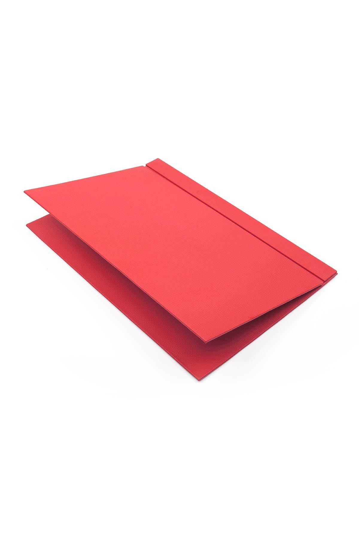 Deri Sümen Takımı Kırmızı – 8 Parça Premium Masa Seti