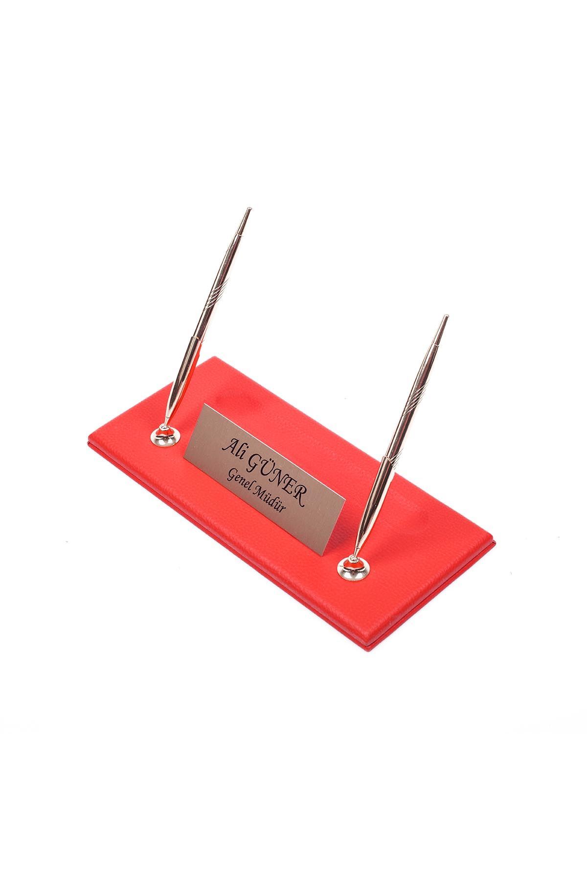 Deri Sümen Takımı Kırmızı 9 Parça – Premium Masa Sümen Takımı