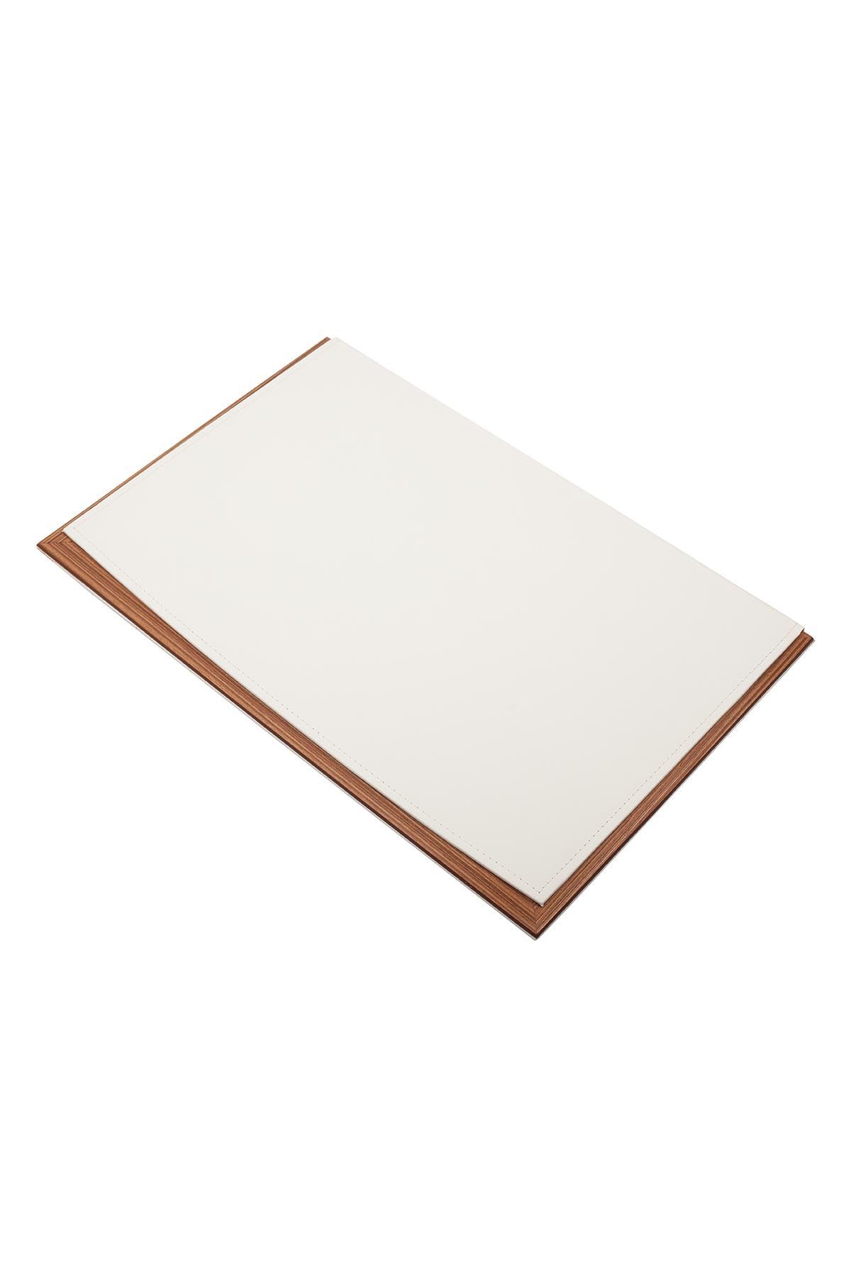 Star Lüks Deri Sümen Takımı – 11 Parça Beyaz | İkili Evrak Raflı Masa Sümen Takımı