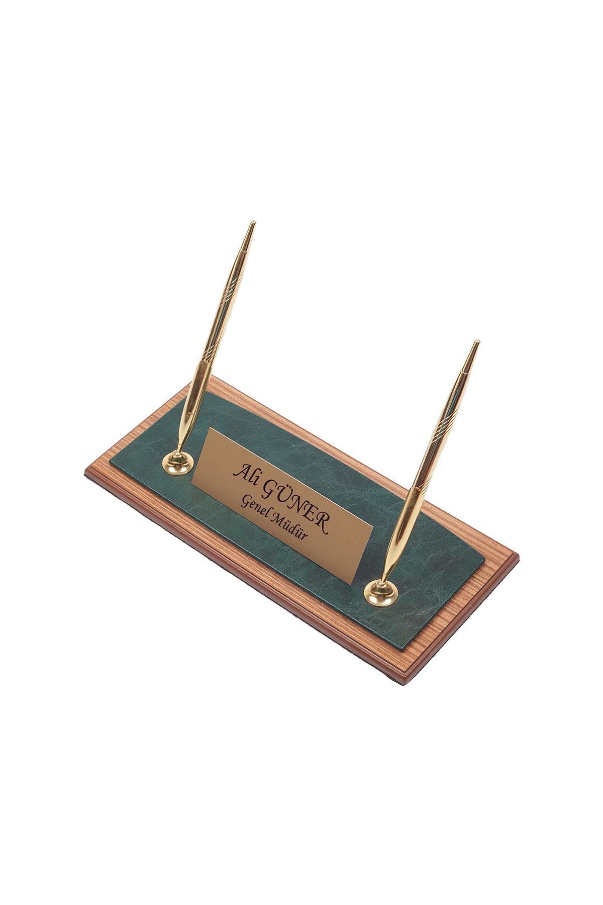 Star Lüks Deri Sümen Takımı – 11 Parça Yeşil | İkili Evrak Raflı Masa Sümen Takımı