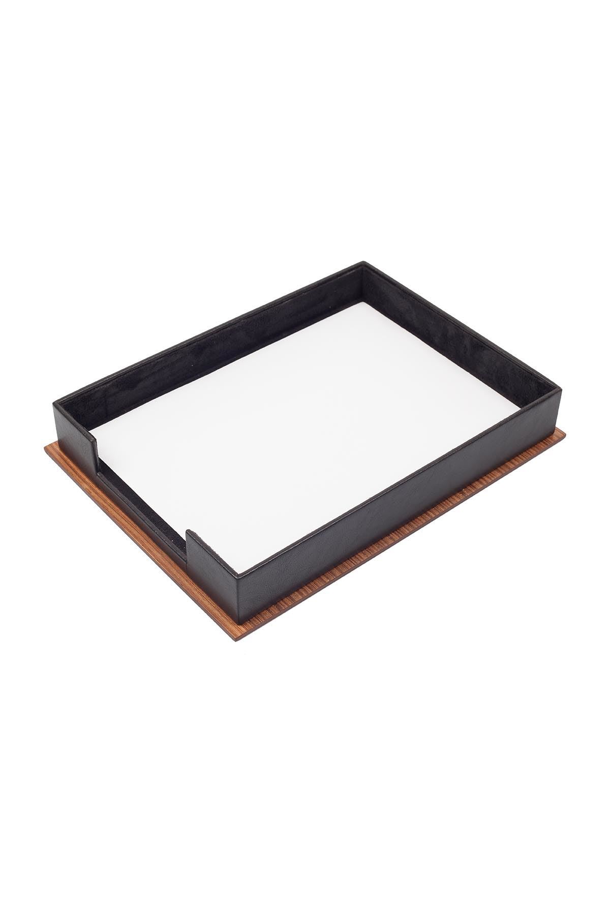 Star Lüks Deri Sümen Takımı – 11 Parça Siyah | Tekli Evrak Raflı Masa Sümen Takımı