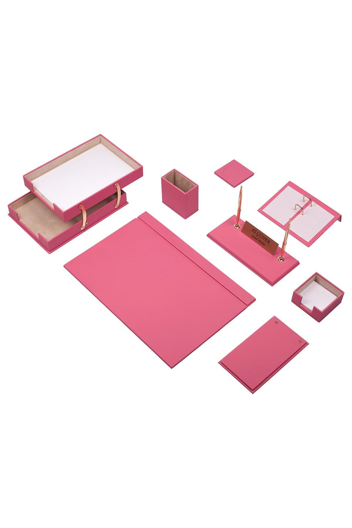 Özel Deri Sümen Takımı Oluşturma Pembe