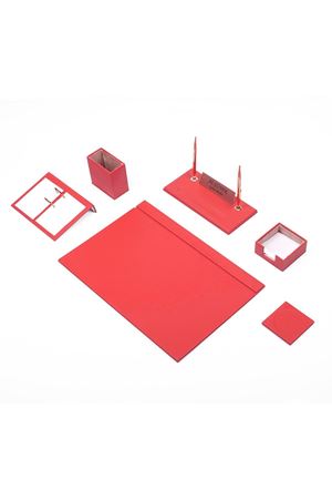 Deri Sümen Takımı Kırmızı – 8 Parça Premium Masa Seti