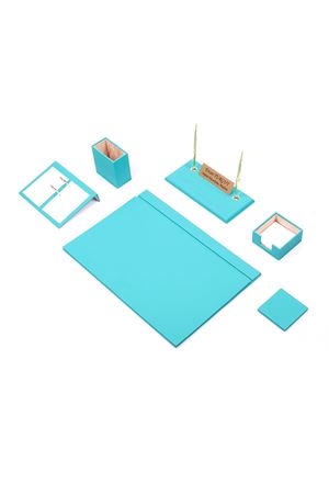 Deri Sümen Takımı 8 Parça Turkuaz