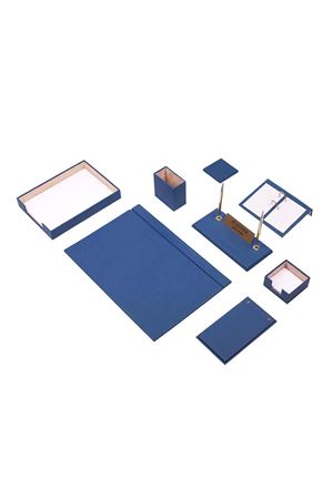 Deri Sümen Takımı 10 Parça Mavi Tekli Evrak Raflı