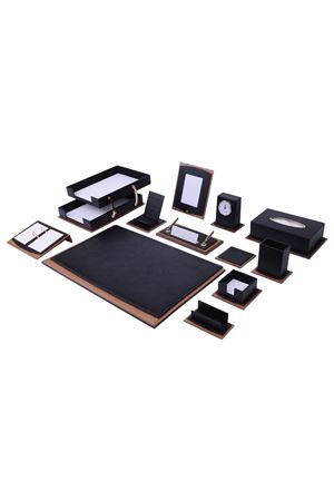 Star Premium Deri Sümen Takımı Siyah 14 Parça İkili Evrak Raflı