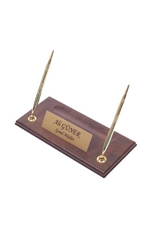 Deri Masa Üstü İsimliği Kahverengi